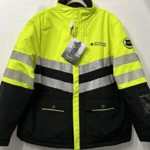 Refrigiwear Men's HIVI Jacket 2X Reflective Stripes Yellow Black Full Zip Thick
